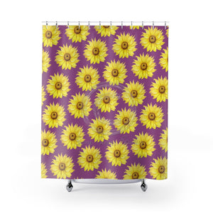Sunflowers Purple Mauve Pattern Vintage Shower Curtain 71X74 Home Decor