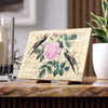 Swallows Pink Rose Music Collage Chic Art Ceramic Photo Tile 6 × 8 / Matte Home Decor