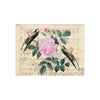 Swallows Pink Rose Music Collage Chic Art Ceramic Photo Tile Home Decor