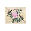 Swallows Pink Rose Music Collage Chic Art Ceramic Photo Tile Home Decor