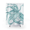 Teal Green Octopus Dance Ink Art Shower Curtain 71’ × 74’ Home Decor