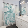 Teal Green Octopus Dance Ink Art Shower Curtain Home Decor