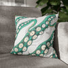 Teal Green Octopus Kraken Tentacles Ink White Art Spun Polyester Square Pillow Case 16 × Home Decor