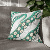 Teal Green Octopus Kraken Tentacles Ink White Art Spun Polyester Square Pillow Case 18 × Home Decor