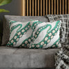 Teal Green Octopus Kraken Tentacles Ink White Art Spun Polyester Square Pillow Case Home Decor