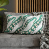 Teal Green Octopus Kraken Tentacles Ink White Art Spun Polyester Square Pillow Case Home Decor