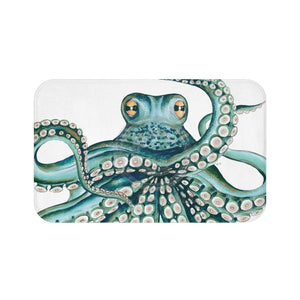 Teal Green Octopus Kraken Watercolor Art Bath Mat 34 × 21 Home Decor