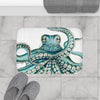 Teal Green Octopus Kraken Watercolor Art Bath Mat Home Decor