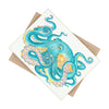 Teal Green Octopus Kraken Watercolor Ink Art Ceramic Photo Tile Home Decor