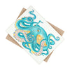 Teal Green Octopus Kraken Watercolor Ink Art Ceramic Photo Tile Home Decor