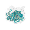 Teal Octopus And The Bubbles Ink Art Die-Cut Magnets 2 X / 1 Pc Home Decor