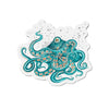 Teal Octopus And The Bubbles Ink Art Die-Cut Magnets 4 X / 1 Pc Home Decor