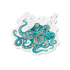 Teal Octopus And The Bubbles Ink Art Die-Cut Magnets 6 × / 1 Pc Home Decor