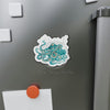 Teal Octopus And The Bubbles Ink Art Die-Cut Magnets Home Decor