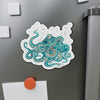 Teal Octopus And The Bubbles Ink Art Die-Cut Magnets Home Decor