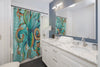 Teal Octopus Art Vintage Map Chic Shower Curtain Home Decor