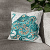 Teal Octopus Bubbles Art Spun Polyester Square Pillow Case 14 × Home Decor