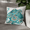 Teal Octopus Bubbles Art Spun Polyester Square Pillow Case 16 × Home Decor