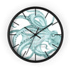 Teal Octopus Dance Ink Art Wall Clock Black / 10 Home Decor