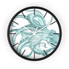 Teal Octopus Dance Ink Art Wall Clock Black / White 10 Home Decor