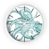 Teal Octopus Dance Ink Art Wall Clock White / 10 Home Decor