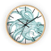 Teal Octopus Dance Ink Art Wall Clock Wooden / Black 10 Home Decor