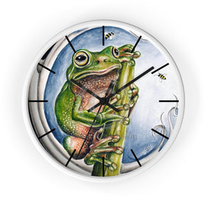 Tree Frog Ink Art Wall Clock White / Black 10 Home Decor