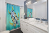 Tribal Style Sea Turtle Teal Watercolor Shower Curtain Home Decor