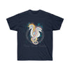 Two Seahorses Love Color Splash Ink Art Dark Unisex Ultra Cotton Tee Navy / S T-Shirt