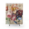 Vintage Flowers Bouqet Music Art Shower Curtain 71 × 74 Home Decor