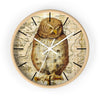 Vintage Owl Papyrus Shabby Chic Art Wall Clock Wooden / White 10 Home Decor