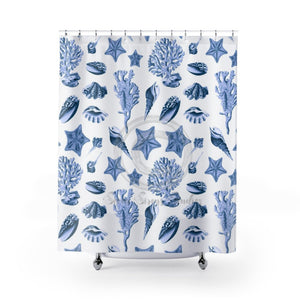 Vintage Sea Life Blue Marine Art Chic Shower Curtain 71 X 74 Home Decor