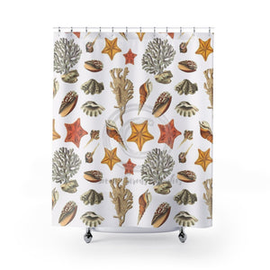 Vintage Sea Life Color Marine Art Chic Shower Curtain 71 X 74 Home Decor