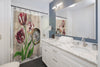 Vintage Tulip Compass Map Art Shower Curtain Home Decor