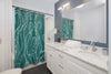White Funky Tentacles Ii Ink Teal Art Shower Curtains Home Decor