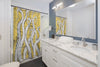 White Funky Tentacles Ii Ink Yellow Vintage Map Art Shower Curtains Home Decor