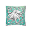 White Octopus Kraken Tentacles Ink Teal Art Spun Polyester Square Pillow Case Home Decor
