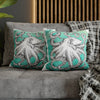 White Octopus Kraken Tentacles Ink Teal Art Spun Polyester Square Pillow Case Home Decor