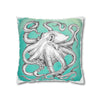 White Octopus Kraken Tentacles Ink Teal Art Spun Polyester Square Pillow Case Home Decor