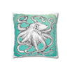 White Octopus Kraken Tentacles Ink Teal Art Spun Polyester Square Pillow Case Home Decor