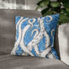 White Octopus Tentacles Blue Vintage Map Art Spun Polyester Square Pillow Case 18 × Home Decor