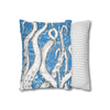 White Octopus Tentacles Blue Vintage Map Art Spun Polyester Square Pillow Case Home Decor