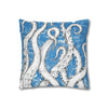 White Octopus Tentacles Blue Vintage Map Art Spun Polyester Square Pillow Case Home Decor