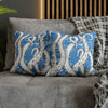 White Octopus Tentacles Blue Vintage Map Art Spun Polyester Square Pillow Case Home Decor
