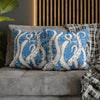 White Octopus Tentacles Blue Vintage Map Art Spun Polyester Square Pillow Case Home Decor