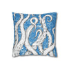 White Octopus Tentacles Blue Vintage Map Art Spun Polyester Square Pillow Case Home Decor