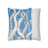 White Octopus Tentacles Blue Vintage Map Art Spun Polyester Square Pillow Case Home Decor