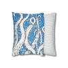 White Octopus Tentacles Blue Vintage Map Art Spun Polyester Square Pillow Case Home Decor