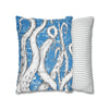 White Octopus Tentacles Blue Vintage Map Art Spun Polyester Square Pillow Case Home Decor