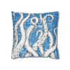 White Octopus Tentacles Blue Vintage Map Art Spun Polyester Square Pillow Case Home Decor